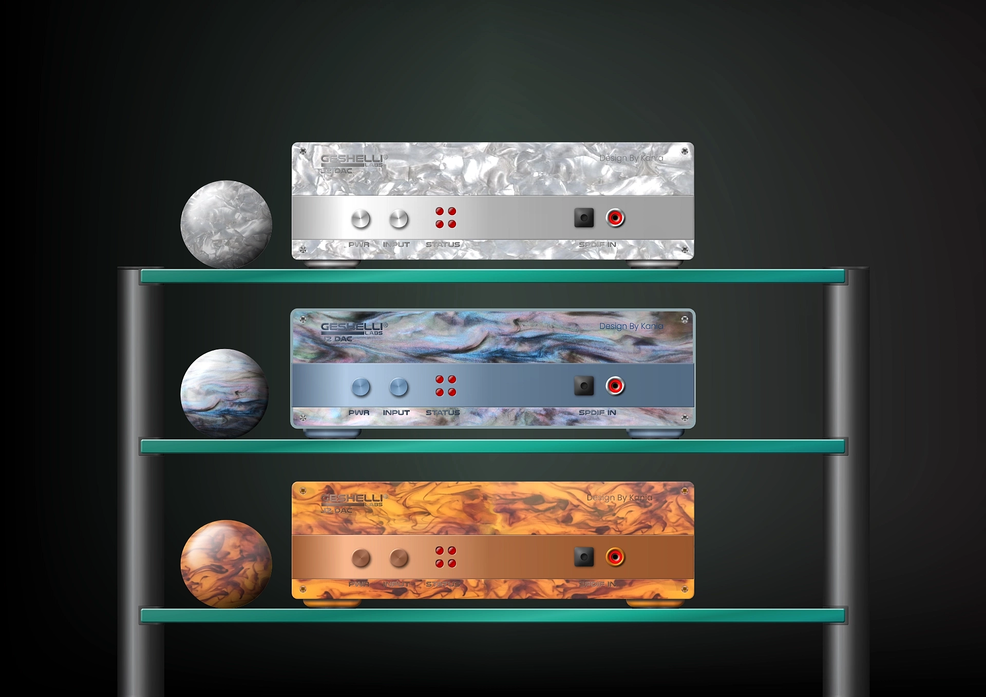 Geshelli Dac JNOG2, mother of pearl finish and light brown wood  finish - Martin Kania Design