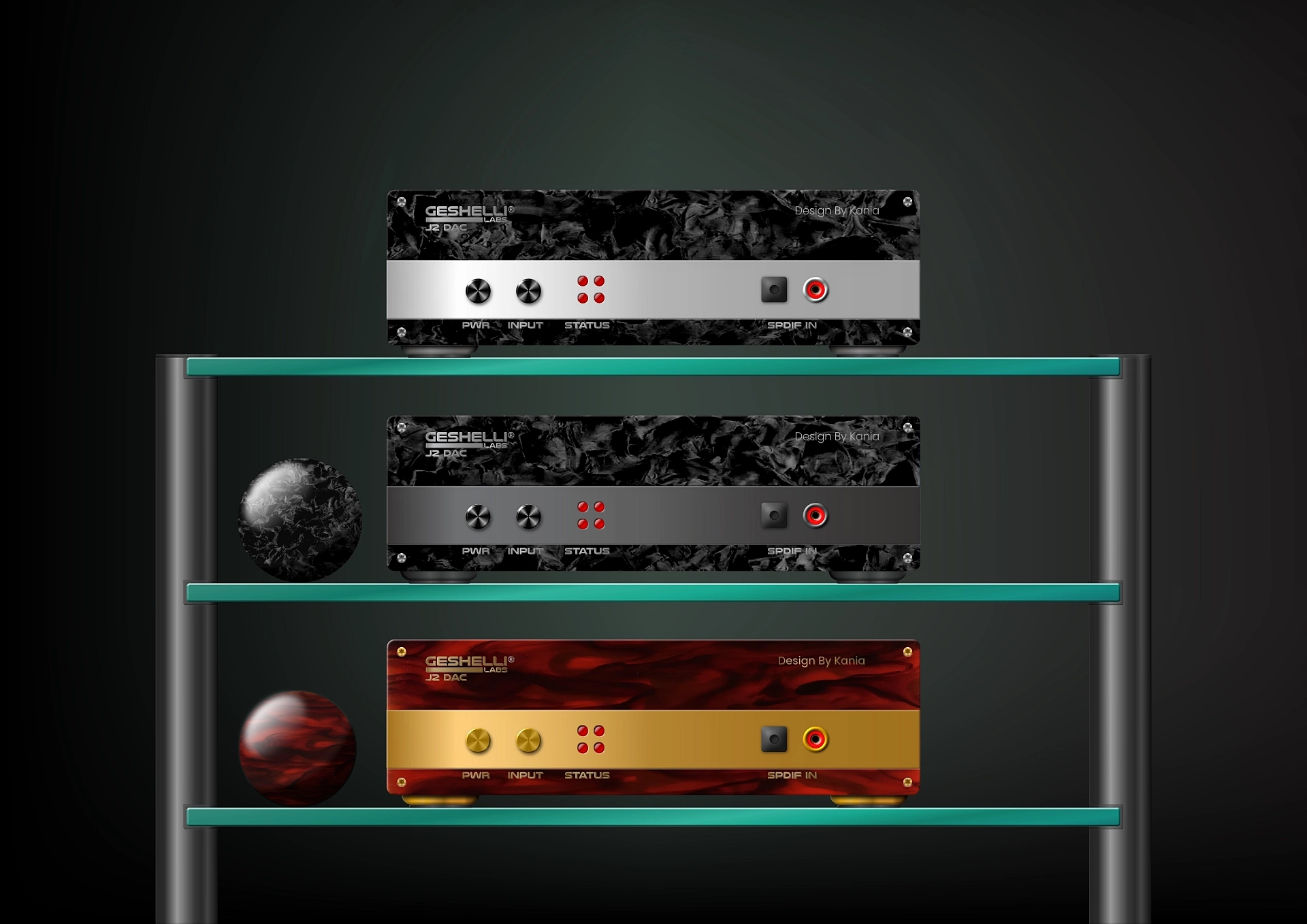 Geshelli Dac JNOG2, mother of pearl and dark brown wood finish - Martin Kania Design